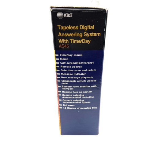 AT&T Tapeless Digital Answering System AS45 With Time/Day NEW In Box Vintage - Zdjęcie 6 z 10