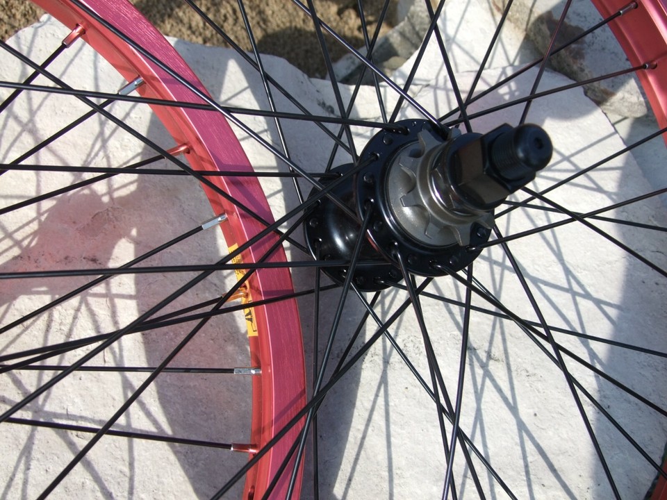 Anidized Rims 20x1.75 Alienation BMX Wheel Set Red Anodized Alumn. Dbl. Wall 3/8