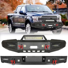 Yeego For 1997-2003 Ford F150 Flareside Front/Rear Bumper W/Winch Plate&Lights