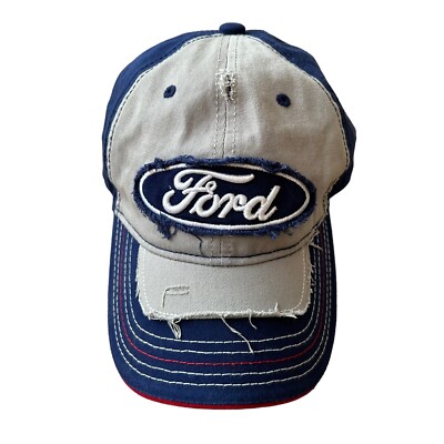 Ford Raw Edge Distressed Patch Logo Snapback Baseball Hat Cap