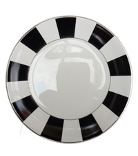 Set of 16cm Black and White Stripy Dessert Plates