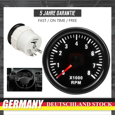 52mm Drehzahlmesser Anzeige Zusatz Instrument Tachometer Dieselmotor 0-8000RPM