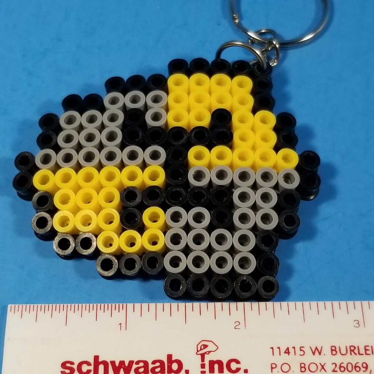Harry Potter HUFFLEPUFF Keychain Shield Crest Key Ring Handmade Perler Beads