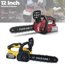 Compatible Dewalt/ Milwaukee Battery Brushless 12" Cordless Chainsaw w/2 chains