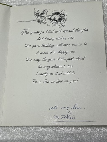Vtg American Greetings Son From Mother Happy Birthday Card Used Signed Old Logo - Picture 8 of 8