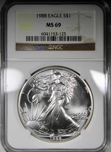 1988 American Silver Eagle NGC MS69 White Coin High Grade Early Date