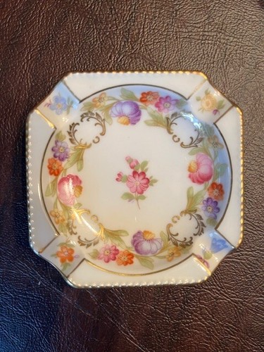 Schumann Germany Empress Dresden Flowers Square Ashtray 3” x 3", Set of 4 - Picture 5 of 6