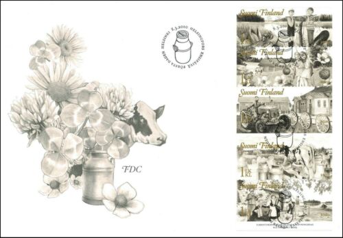 Romantic Love Country Farmer Cow Milk Tractor Finland Mint FDC Sheet 2010 - Afbeelding 1 van 1