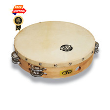 CP380 10" Wood Tambourine, Headed, Double Row Jingles 10 Zoll, Natural