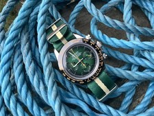 Seiko Mod VK63 Chronograph Custom Built Homage Green Dial Watch
