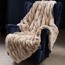 Super Soft Faux Fur Throw Blanket- Brown Fur Throw Blanket Royal Luxury Cozy ...
