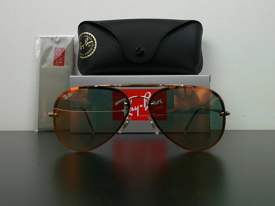 Gafas de sol clásicas Ray-Ban RB3584 Blaze Aviator doradas espejadas nunca usadas Foto 2 de 4