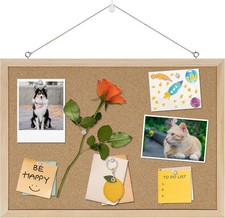 Cork Board Bulletin Board,17"X 12"Cork Board for Office with Pin Oak Wood Boards