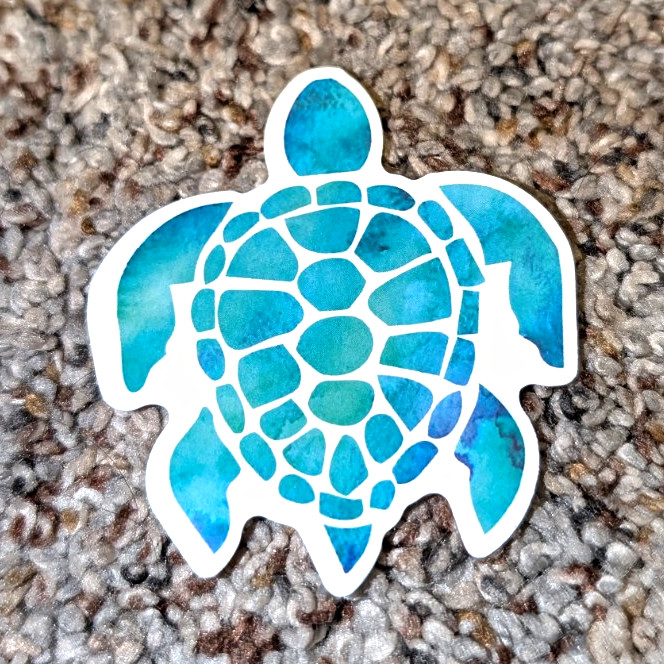 Sea Turtle Sticker Decal Blue White Vinyl Self-Adhesive Sea Life