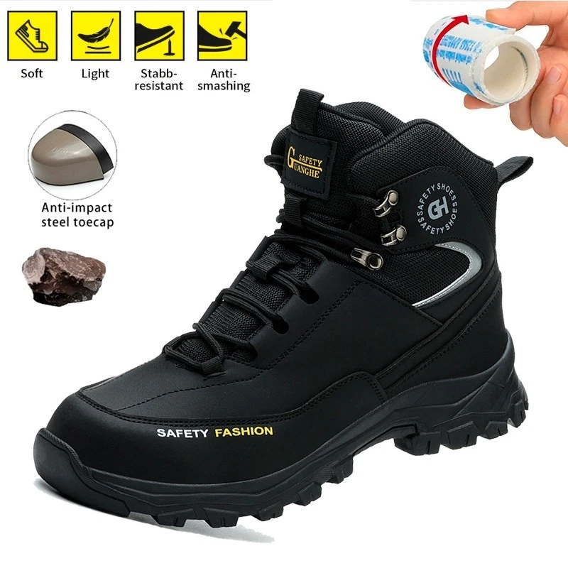 Mens Waterproof Work Boots Steel Toe Safety Shoes Indestructible Non Slip Boots