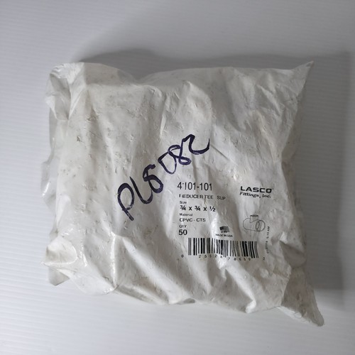 50 Pcs Pack Lasco 4-101-101 PVC Reducing Tee Slip 3/4" x 3/4" x 1/2" Cpvc-cts
