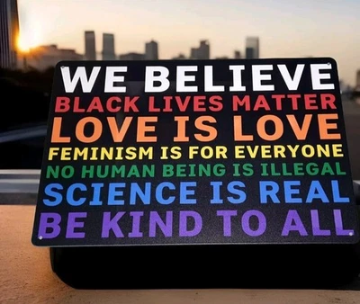 Blechschild We believe LGBT CSD BLM Toleranz Geschenk Spaß lustig Spruch (F99) - Bild 1 von 2