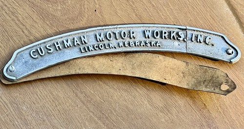 Vintage 1958 Rare 7" Cushman Eagle Motor Works Metal Emblem w/ Gasket & Bolts