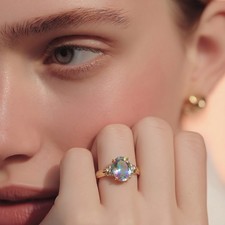 Sterling Silver Ring Mystic Topaz & Clear Gemstones Jewellery UK Size s