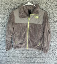 North Face Jacket Girl's Large Gray Fleece Full Zip Winter Mock Neck Size 14-16