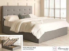 Paris Gas Lift Ottoman Storage Bed Crushed Velvet, Chenille, & Linen Fabrics