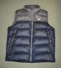 Vintage Nike Duck Down Fill Puffer Blue Grey Size Large Vest Gilet Bodywarmer
