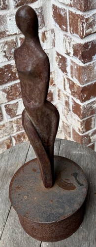 Nouveau Modernist Art Statue Cast Nude Sculpture 16” Tall - Picture 2 of 15