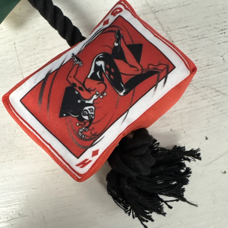 NEW Dog Toy DC Comics Joker Playing Cards 10" Plush Squeaker Rope Toy XS-M Dogs - Image 4 of 4