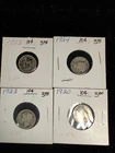 Lot Of 4 Circulated Early Mercury Dimes