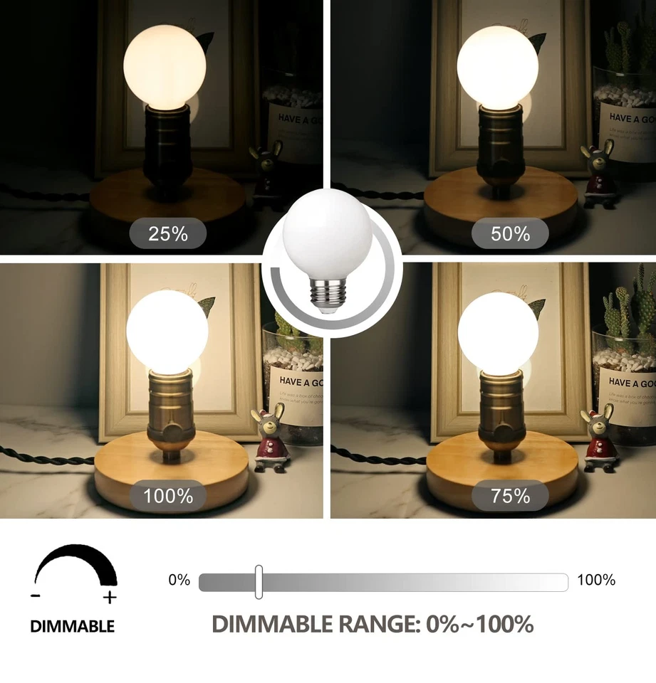 Dimmable G19 Globe Light Bulbs 6 Pack LED Vanity Light 4000K Neutral White fo... - Image 4 of 4