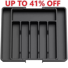 Expandable Plastic Cutlery Tray Kitchen Organiser Drawer Insert Storage Rack