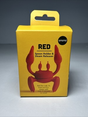 Red Crab Silicone Spoon Rest Kitchen Utensil Holder & Steam Releaser New OpenBox