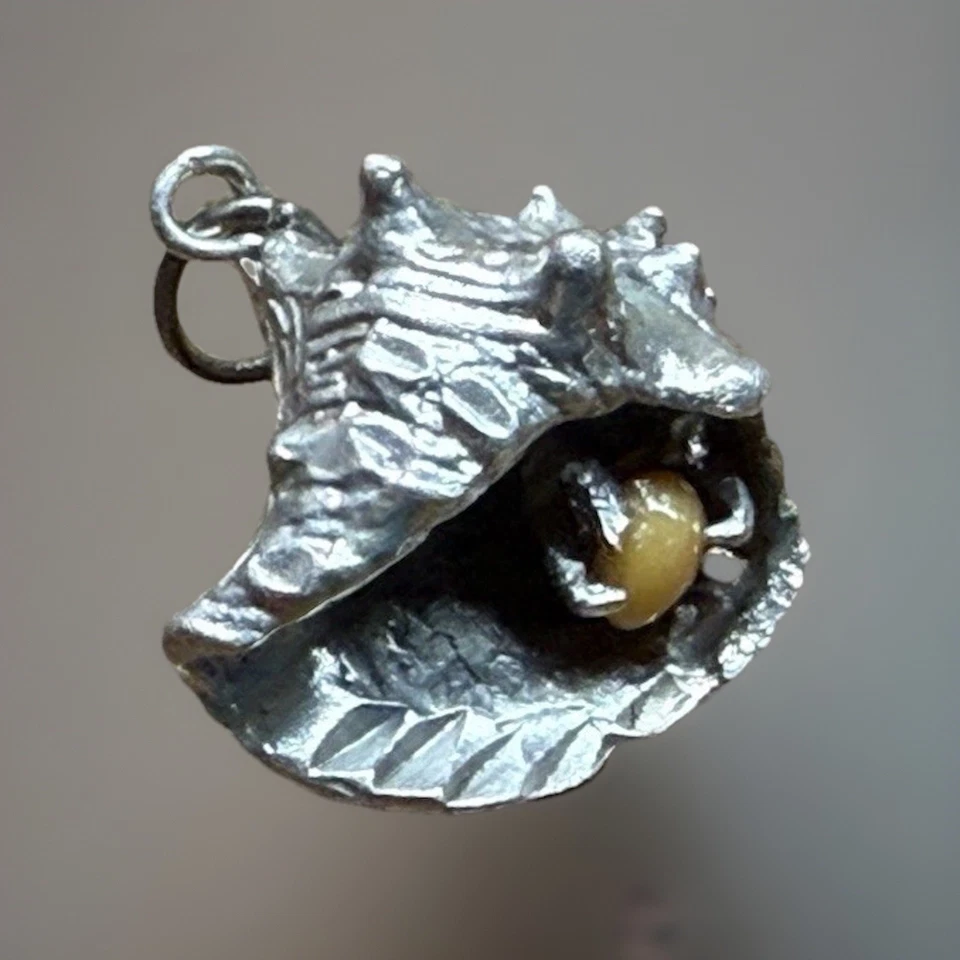 Colgante de plata de ley con perla naranja ultra rara natural certificada de 0,2 quilates Foto 4 de 4