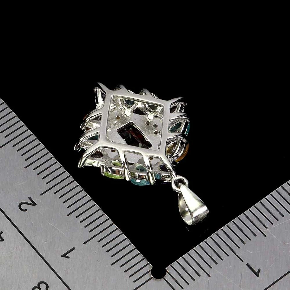 925 Sterling Silber Anhänger Oktagon Mosambik 7x5mm Citrin Edelstein Schmuck - Bild 3 von 4