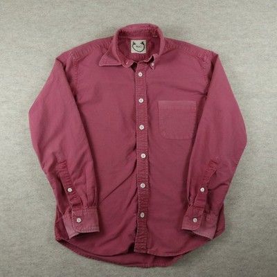 Wolf vs Goat Shirt XS Oxford Button Down Modern Berry Red Long Sleeve