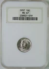 1937 Mercury Silver Dime NGC Graded MS67 GEM Uncirculated Old Fatty Holder First
