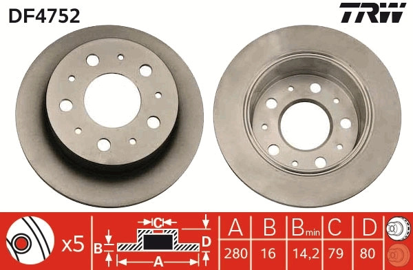 2Er Set Bremsscheiben TRW Automotive DF4752 CitroËN 4249 39 4249 40 4249 K8-image