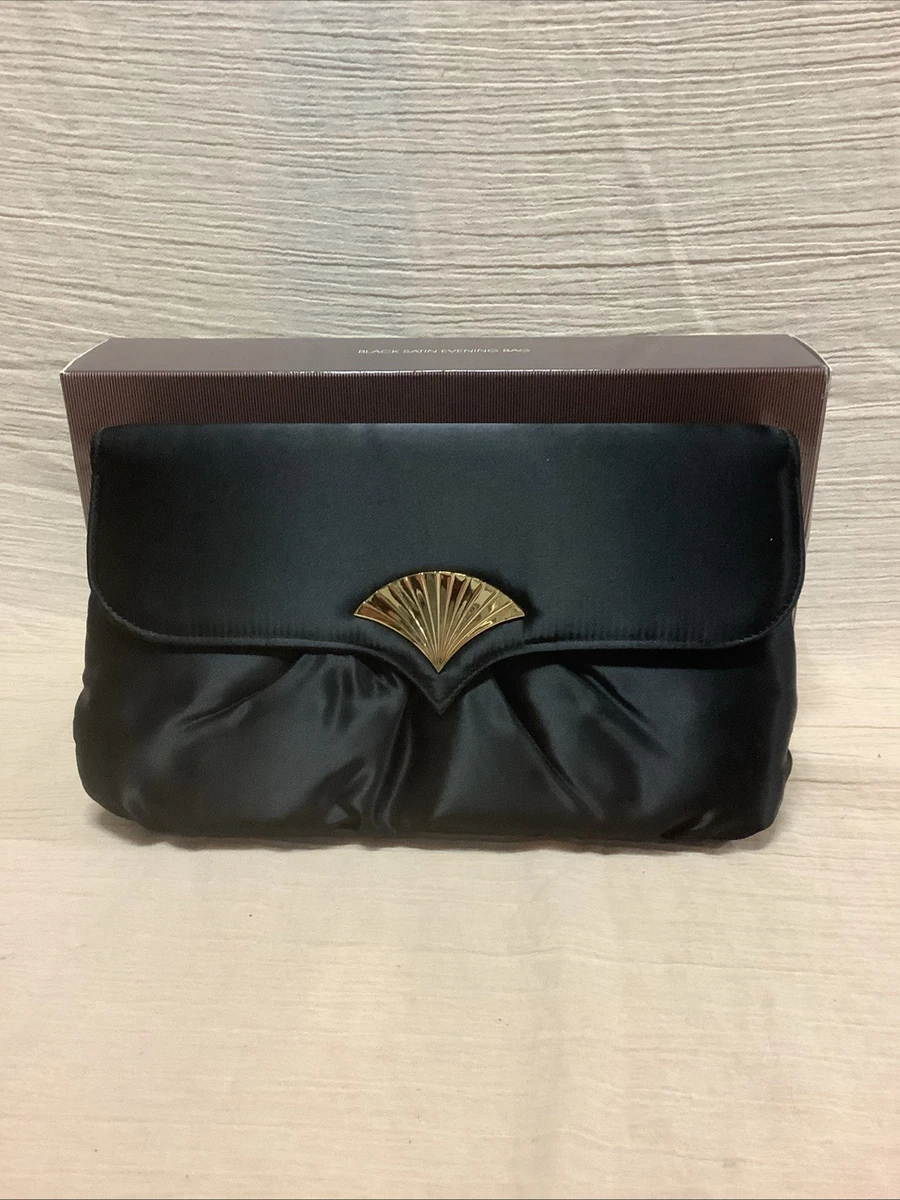 Avon Gold Clutch Evening Bag Purse Strap Gemstone Snap