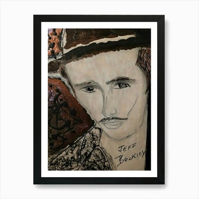 Jeff Buckley und Hut Kunstdruck gerahmt Wandbild Poster Leinwanddruck Bild