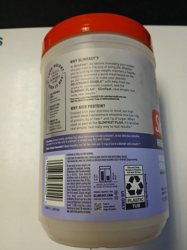Slim Fast High Pro Meal Substituir Smoothie Mix Creme de Baunilha 11 oz 312 g Expira em 5/27 - Imagem 3 de 4