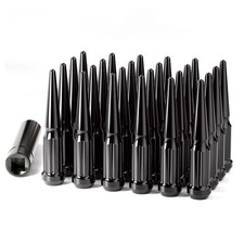 M14x1.5 Spike Lug Nuts Set Of 24 Black Spline Spiked Lug Nut With Key For Chevy