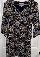 Womens Skies Are Blue Aztec Shirt Dress Sz S Blue Spring Summer Beachy Resort
