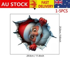 1-5PCS Santa Claus Break-Through Wall Decal Creative Christmas Wall Sticker