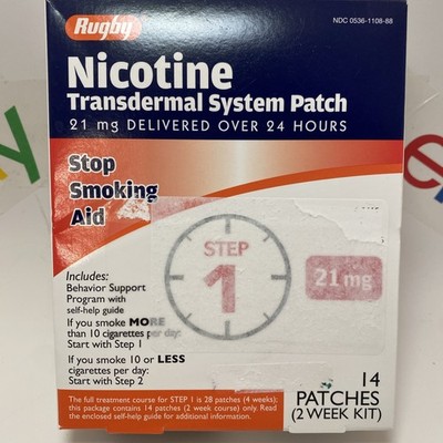 rugby tobacco patches Nicotine Transdermal Stop Smoking Aid Patch Step One System, 21 mg, 14 Count Rugby Nicotine Transdermal System Patch