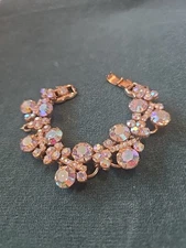 Vintage Juliana Ab Aurora Borealis Rhinestone Bracelet Multi Size Cluster Links