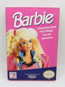 Barbie (1991, NES) Nintendo RARA carrello, scatola, custodia, manuale e poster - Completo