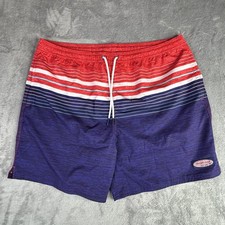 Vineyard Vines Swim Shorts Mens XL Blue Red Stripe Board Trunks Beach Lined