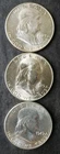 1949 (P), D, and S 50c Franklin Silver Half Dollars
