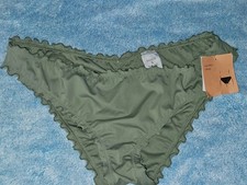 Shade Shore Bikini Bottom Bathing Suit Size Large Green Ruffle Cheeky Low Rise