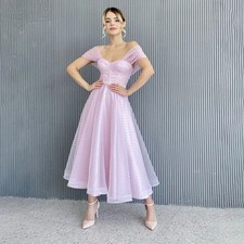 Sweetheart Off-Shoulder with Wide Strap Prom Dress Lace Up Backless Party Dress